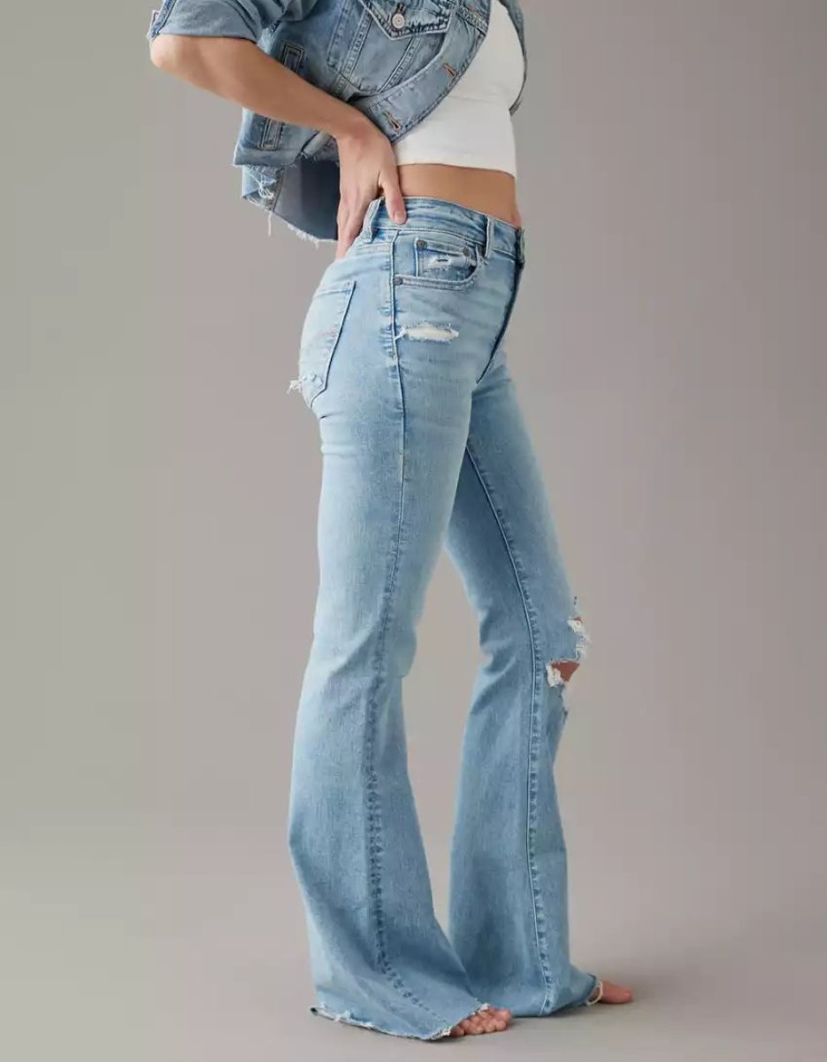 Jean American Eagle AE Ne(x)t Level Ripped Super High-Waisted Flare Multicolore Femme | DHO-25118136